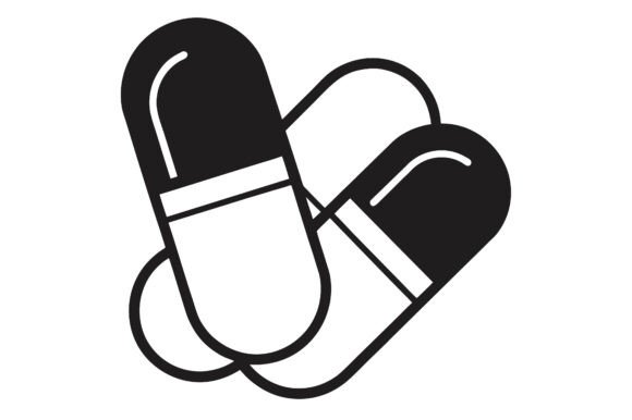 Download Medicine Capsules Black Line Art - Medicine Collection